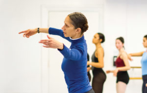 Maurya Kerr demonstrating in a ballet class for teens