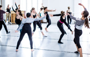 Young dancers working in the studio
