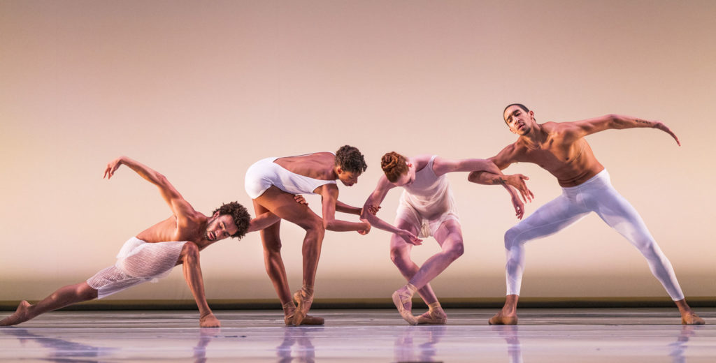 LINES Ballet company artists interconnected on stage in Alonzo King's The Personal Element