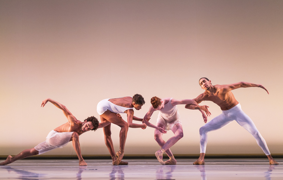 LINES Ballet company artists interconnected on stage in Alonzo King's The Personal Element