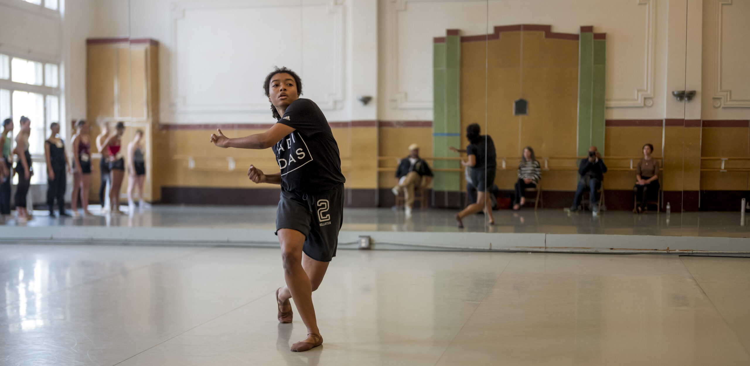 Former LINES Summer Program and BFA at Dominican student dancing in a workshop led by Alonzo King at LINES Dance Center; Education Programs imagery