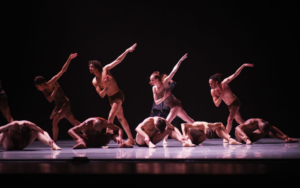 Alonzo King LINES Ballet company dancers performing in Alonzo King's "Deep River" on stage