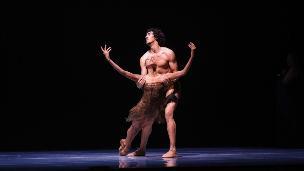 LINES Ballet dancers Adji Cissoko and Shuaib Elhassan partnering on stage