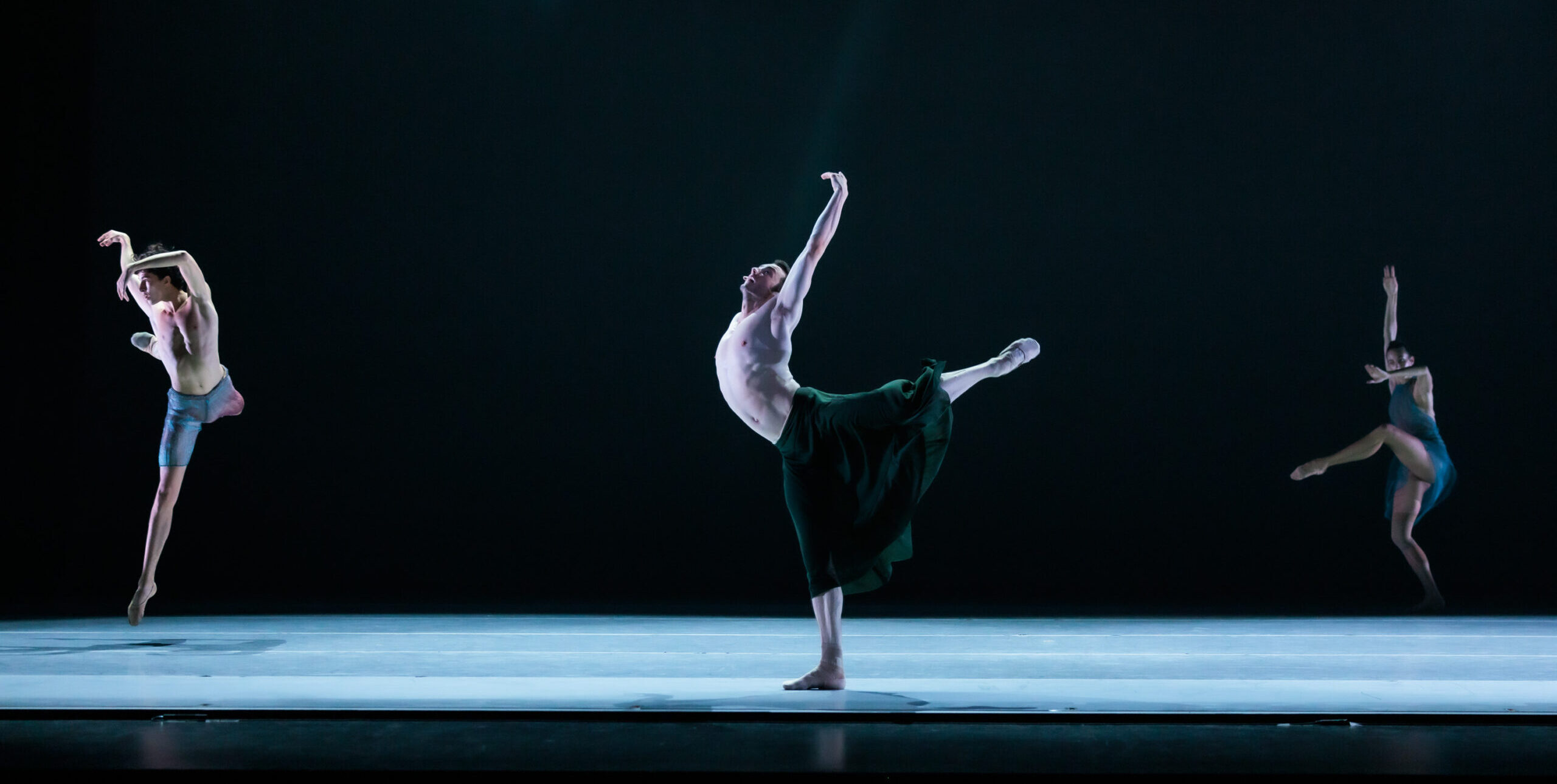 LINES Ballet dancers Theo Duff-Grant, Maël Amatoul, and Amanda Smith performing on stage